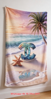 Luxury Chanel Sparkle CC Logo Beach Flannel Throw Blanket IMG_7218